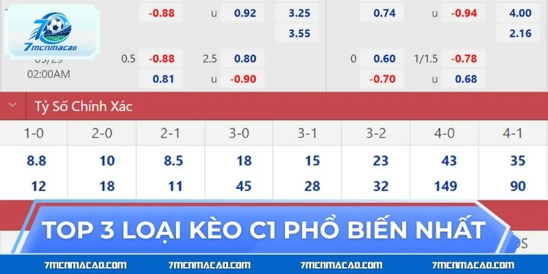 Top 3 loại kèo C1 phổ biến nhất